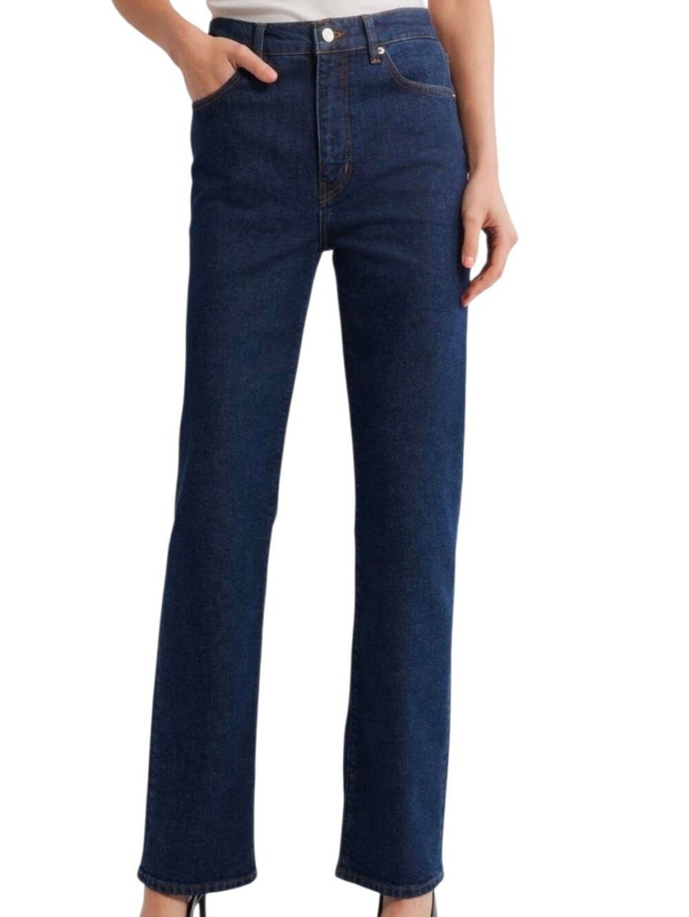 FRAME Women's The Ruler High Waist Straight Leg Jeans dark blue wash Size 32